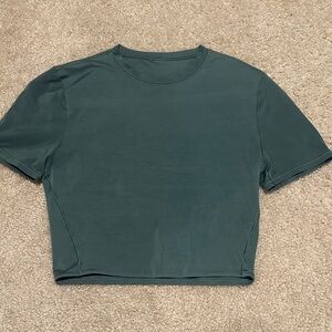 Lululemon Women's Short Sleeve Crop Top in Teal Green